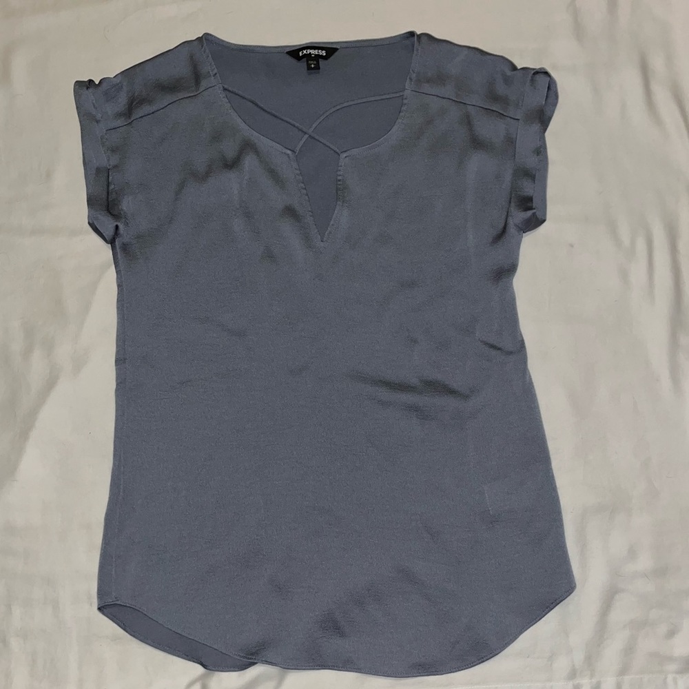Express Light Blue Short Sleeve Blouse